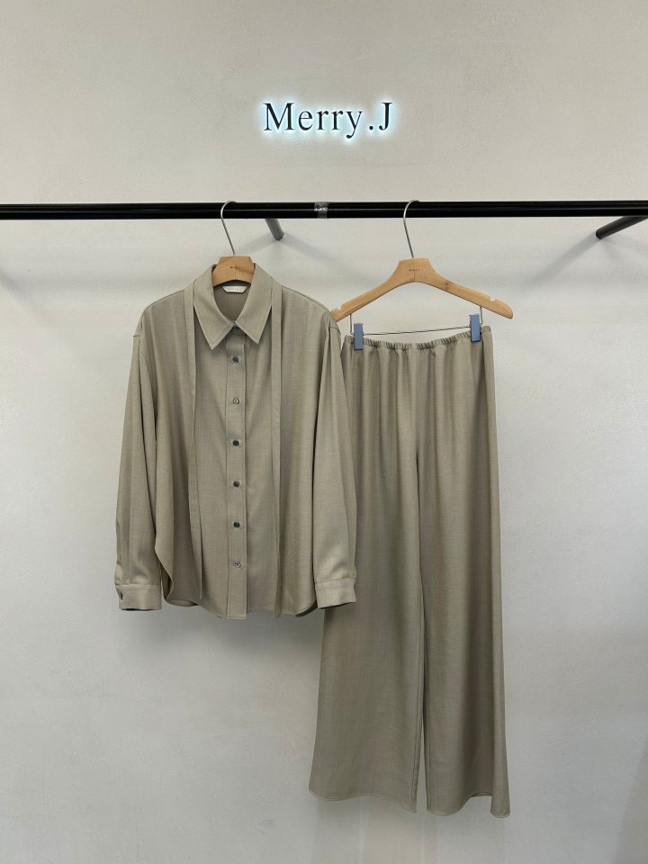 Merry J - Korean Women Fashion - #restrostyle - Rosy Belted Shirt Set - 6