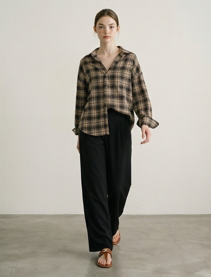 Merry J - Korean Women Fashion - #romanticstyle - His Check Shirt - 2
