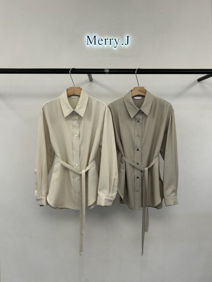 Merry J - Korean Women Fashion - #romanticstyle - Rosy Belted Shirt Set - 7