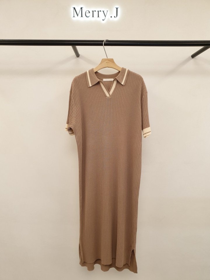 Merry J - Korean Women Fashion - #shopsmall - Ribbed Collar One-piece - 7