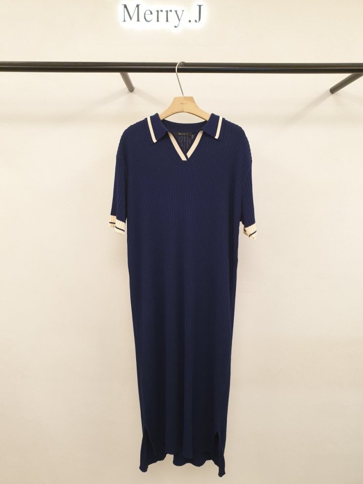 Merry J - Korean Women Fashion - #thatsdarling - Ribbed Collar One-piece - 8
