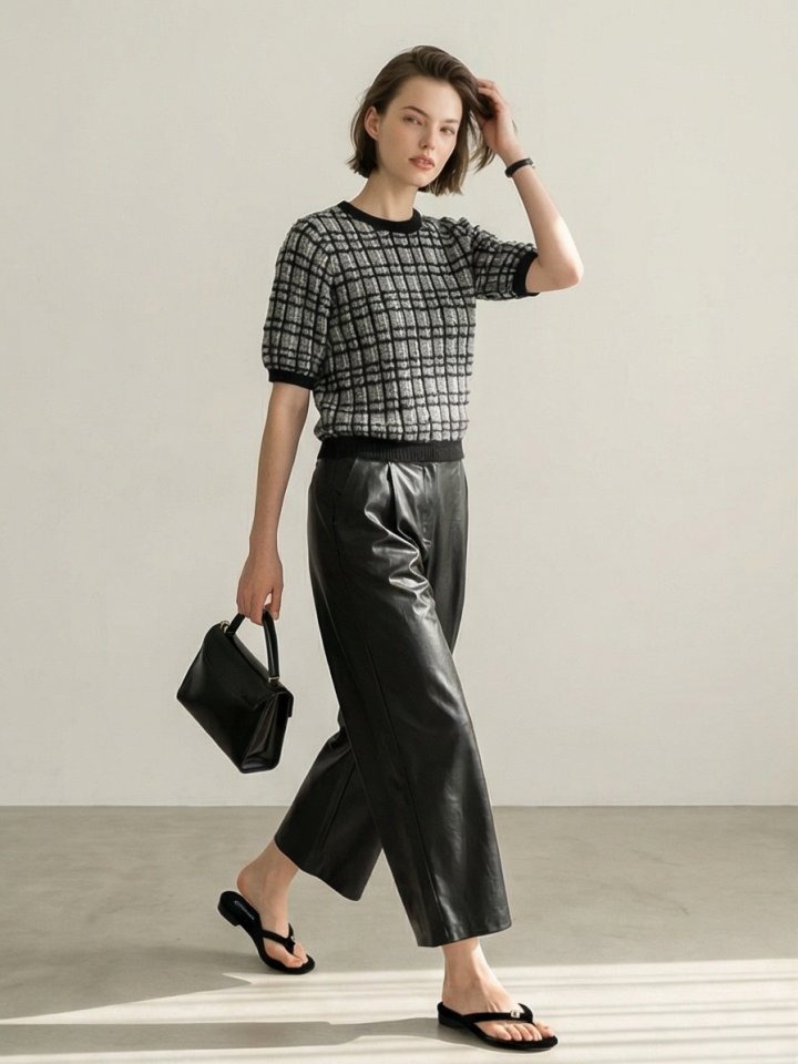 Merry J - Korean Women Fashion - #vintagekidsstyle - Tweed Round Knit