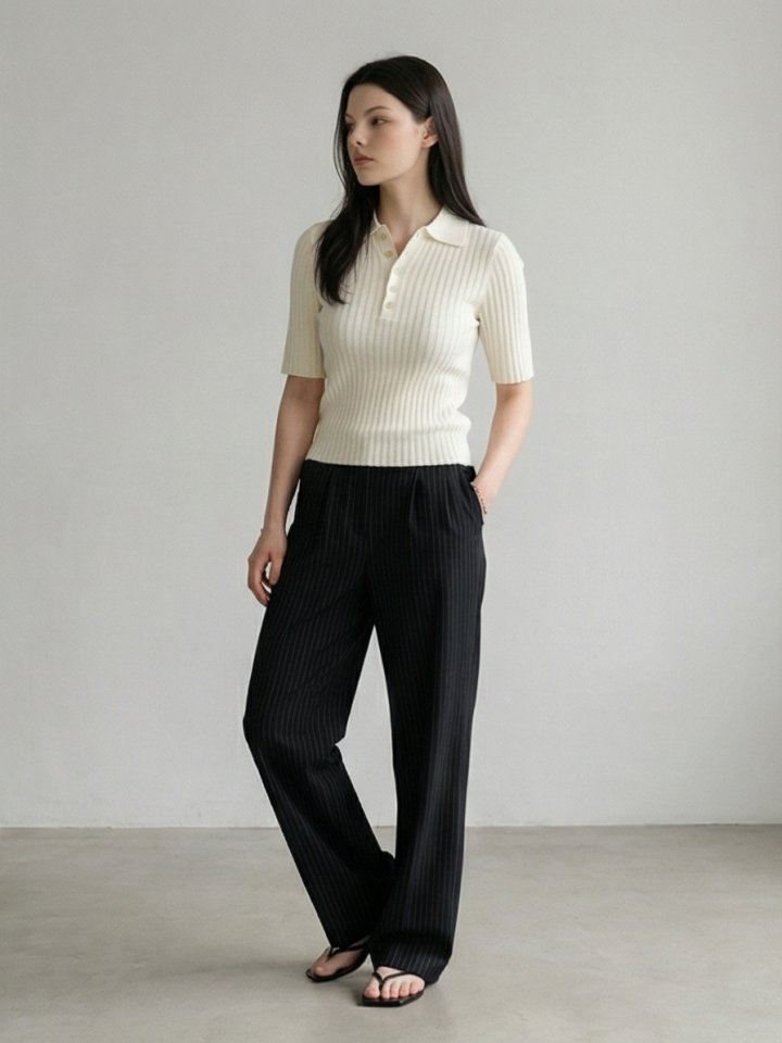 Merry J - Korean Women Fashion - #womensfashion - Stripe Pintuck Span Pants - 2