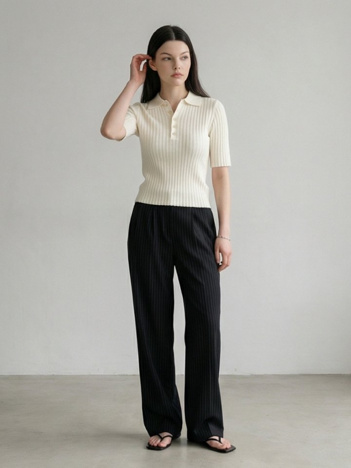 Merry J - Korean Women Fashion - #momslook - Stripe Pintuck Span Pants - 4
