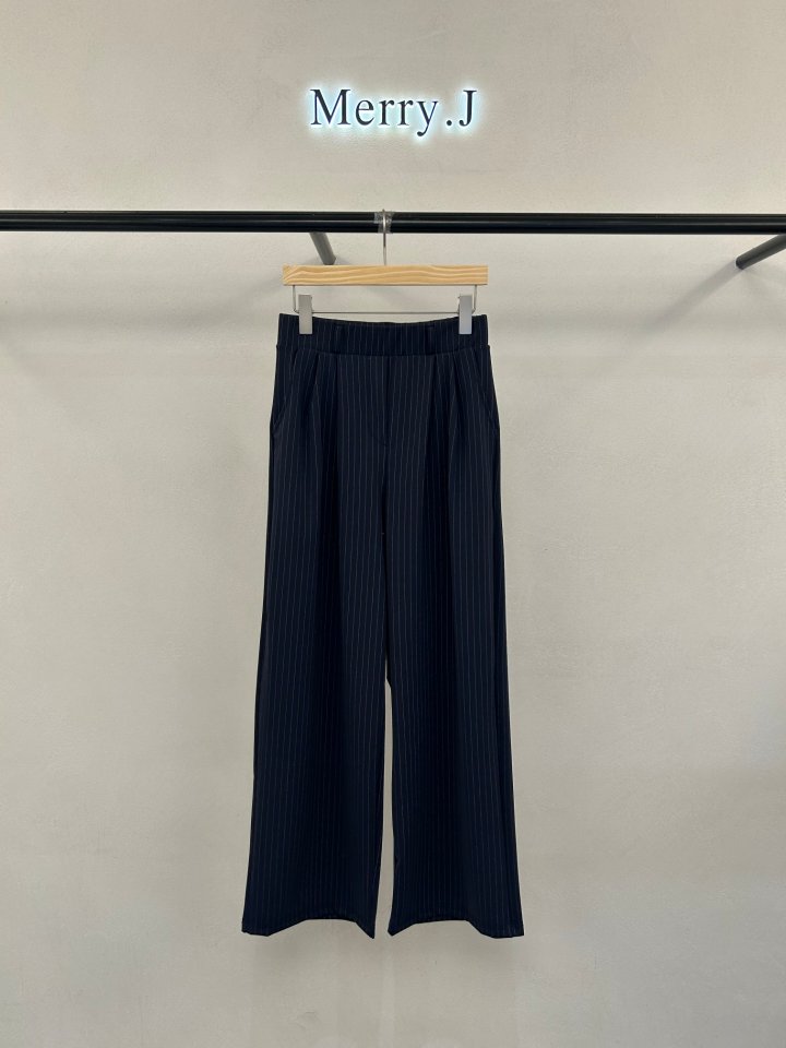 Merry J - Korean Women Fashion - #womensfashion - Stripe Pintuck Span Pants - 6