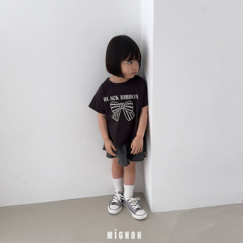 Mignon - Korean Children Fashion - #kidsshorts - Black Ribbon Tee - 12