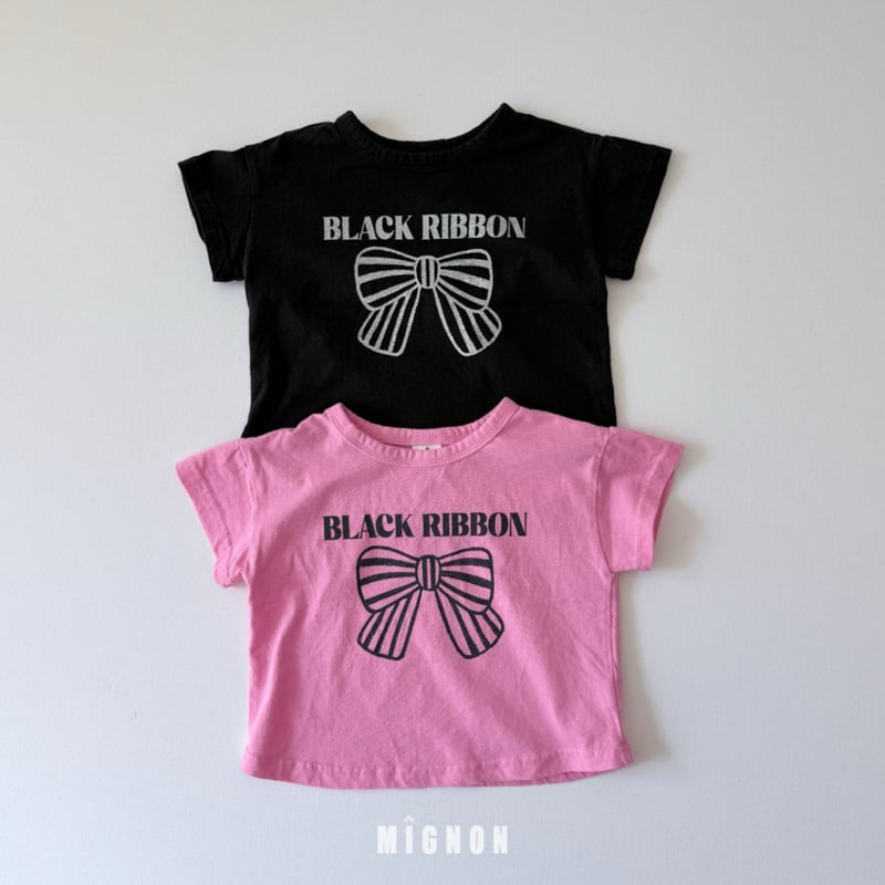 Mignon - Korean Children Fashion - #magicofchildhood - Black Ribbon Tee