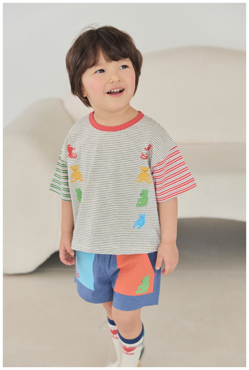 Mimico - Korean Children Fashion - #stylishchildhood - Car Bear Stripe Tee - 4