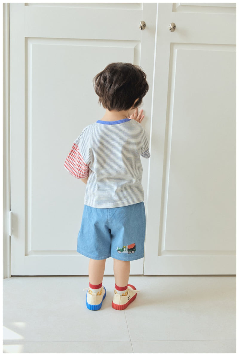 Mimico - Korean Children Fashion - #discoveringself - Car Bear Stripe Tee - 7