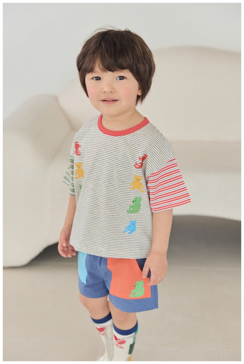 Mimico - Korean Children Fashion - #stylishchildhood - Car Bear Stripe Tee - 3
