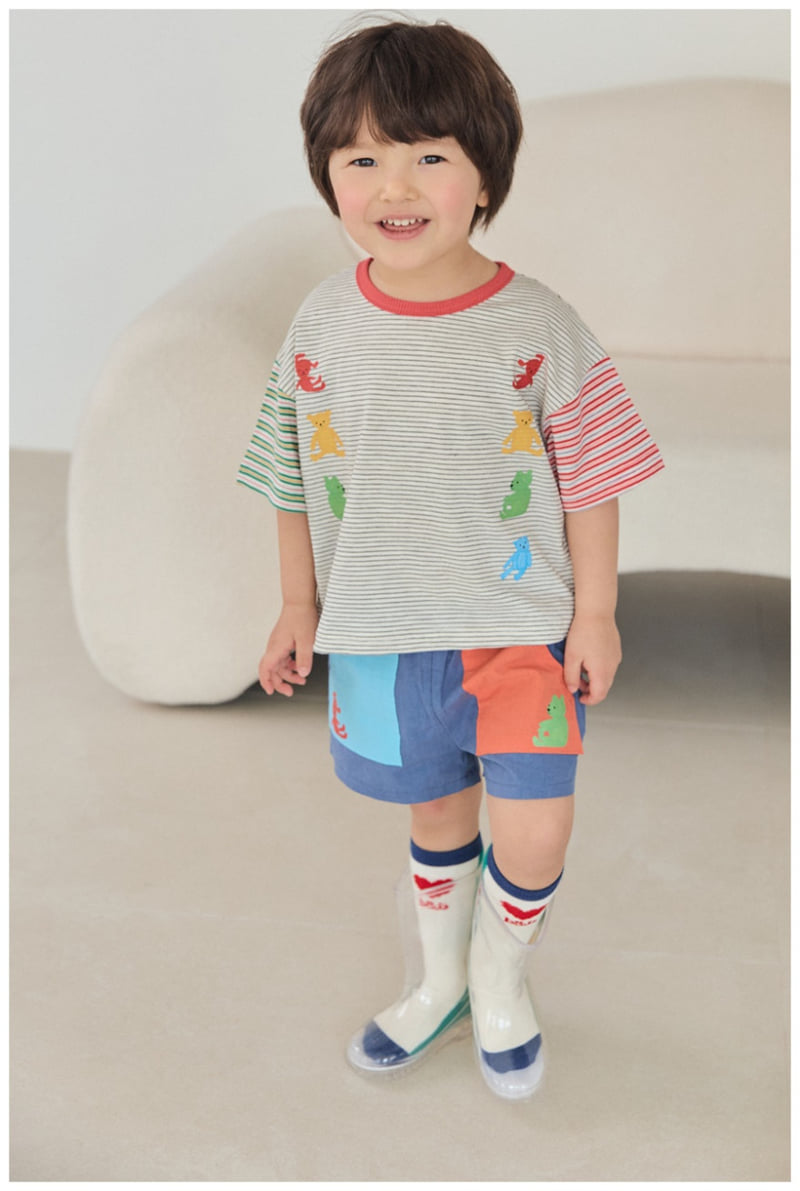 Mimico - Korean Children Fashion - #toddlerclothing - Car Bear Stripe Tee - 2