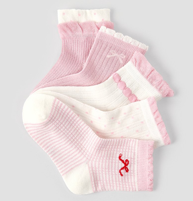 Miso - Korean Baby Fashion - #babyboutiqueclothing - Pink Ring Socks Set - 3