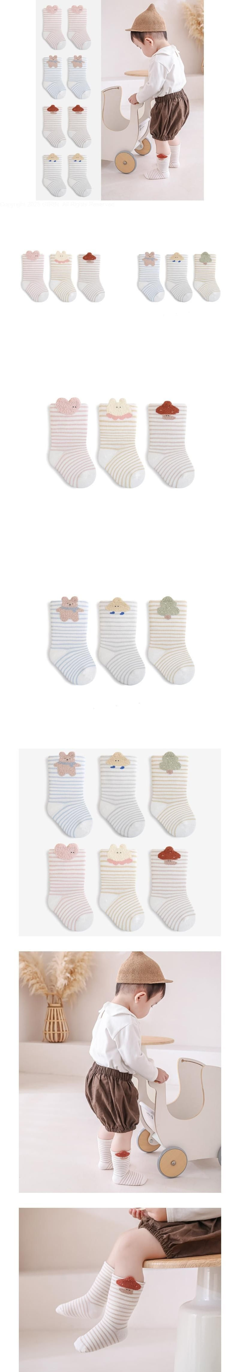 Miso - Korean Baby Fashion - #babywear - Character Stripe Socks Set