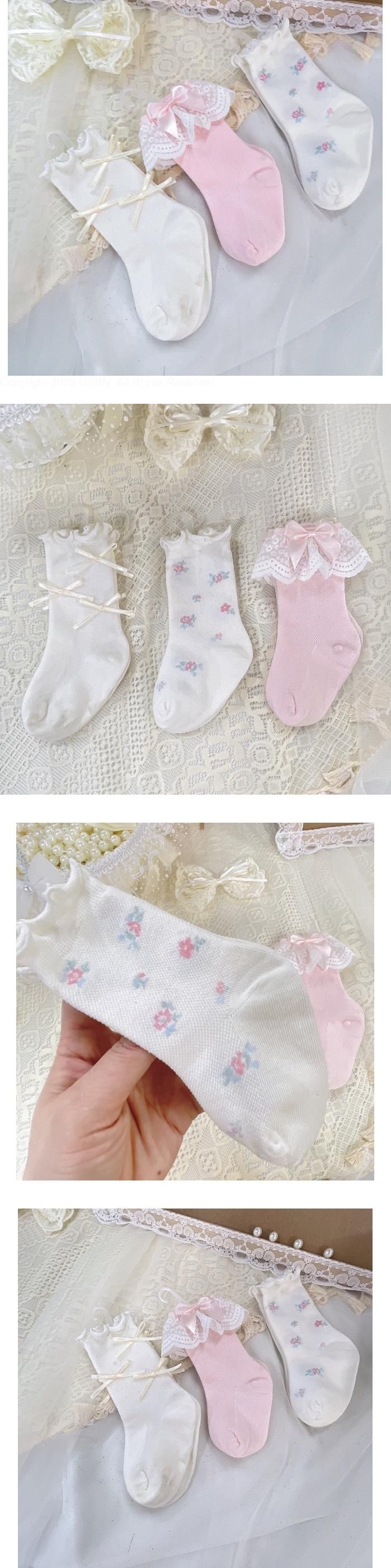 Miso - Korean Baby Fashion - #babywear - Ribbon Lace Flower Socks Set