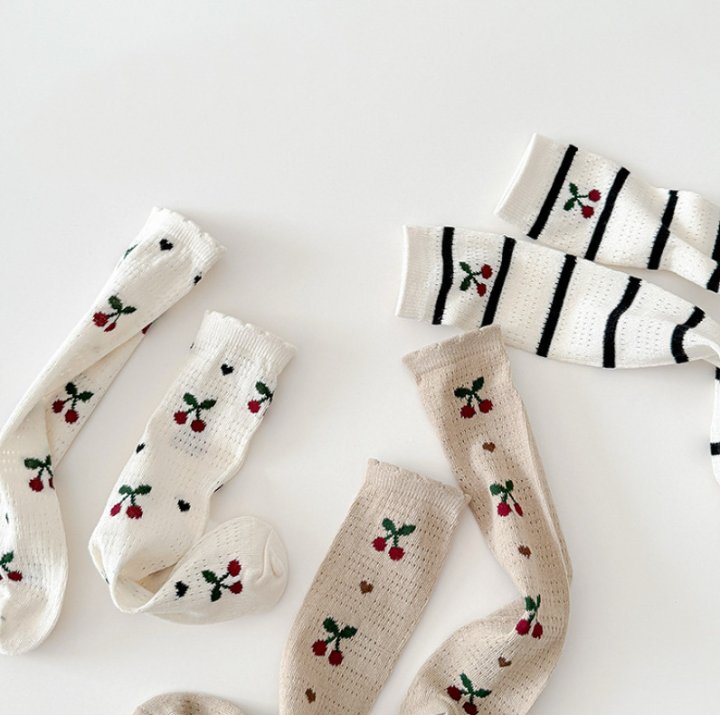 Miso - Korean Children Fashion - #Kfashion4kids - Cherry Stripe Half Tights Set - 5