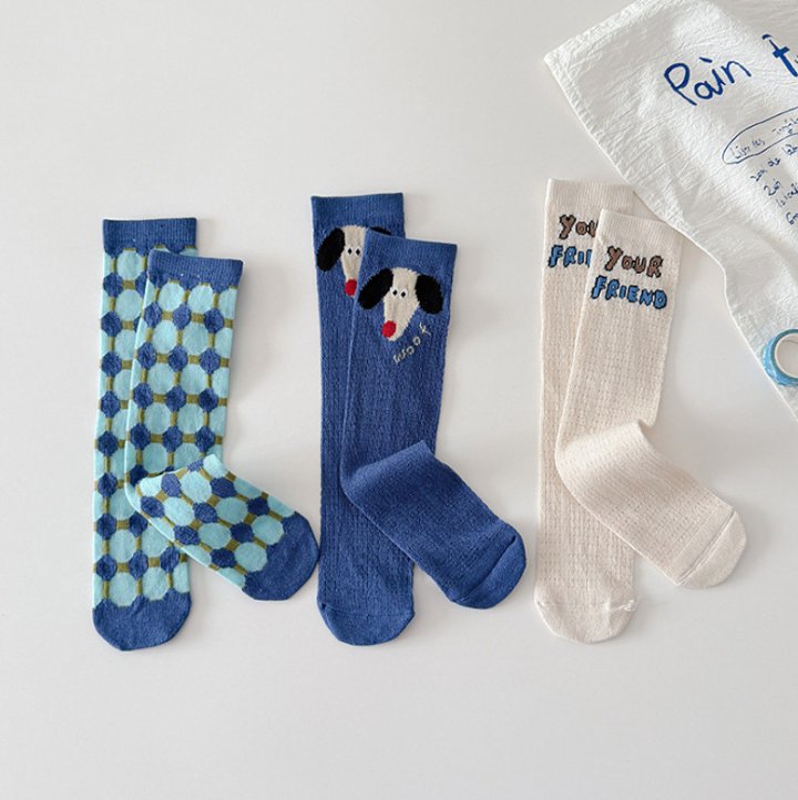 Miso - Korean Children Fashion - #Kfashion4kids - Blue Puppy Half Tights Set