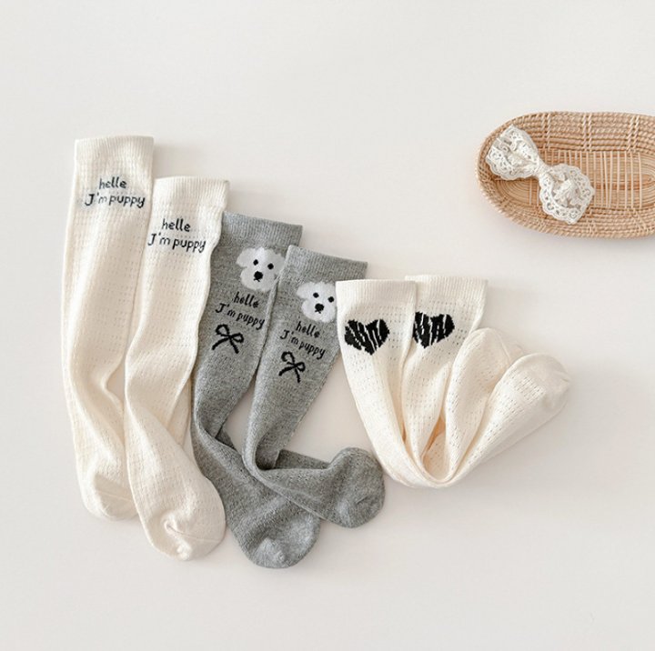 Miso - Korean Children Fashion - #childofig - White Puppy Heart Half Tights Set - 3