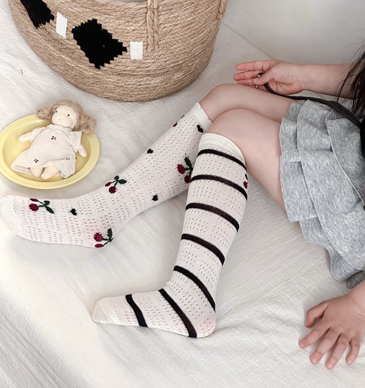 Miso - Korean Children Fashion - #childofig - Cherry Stripe Half Tights Set - 10