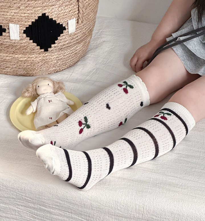Miso - Korean Children Fashion - #childofig - Cherry Stripe Half Tights Set - 11