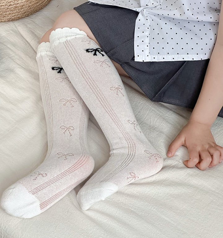 Miso - Korean Children Fashion - #prettylittlegirls - Ribbon Soft Half Tights Set - 4