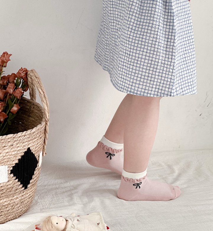 Miso - Korean Children Fashion - #childrensboutique - Ribbon Pink Socks Set - 6