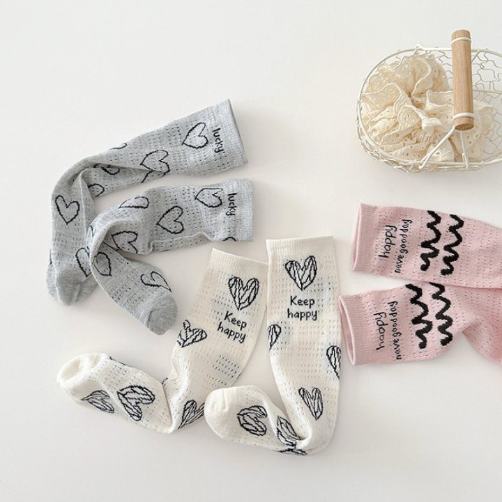 Miso - Korean Children Fashion - #childrensboutique - Heart Wave Half Tights Set - 2