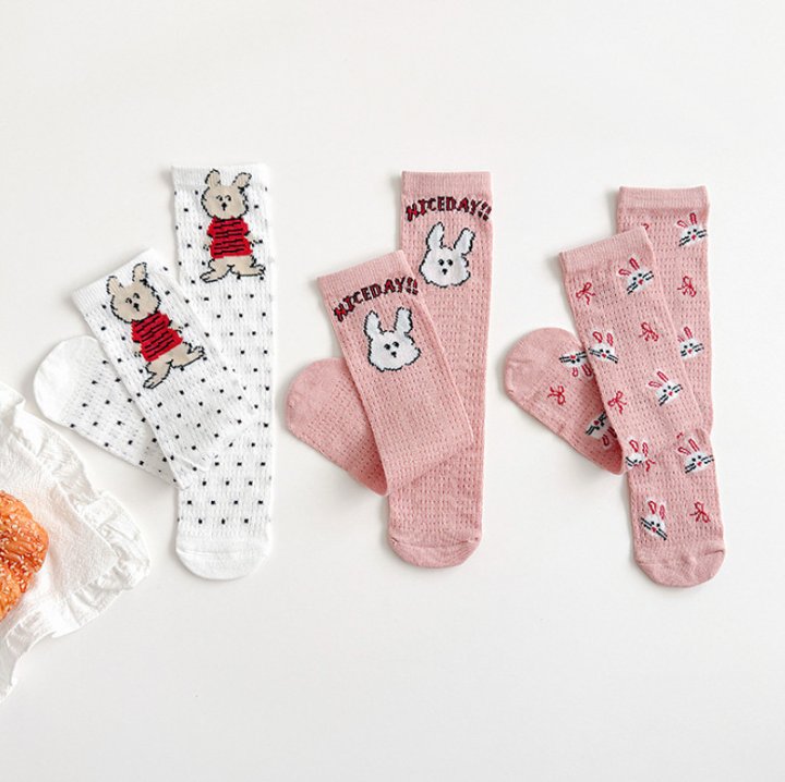 Miso - Korean Children Fashion - #childrensboutique - Pink Rabbit Half Tights Set