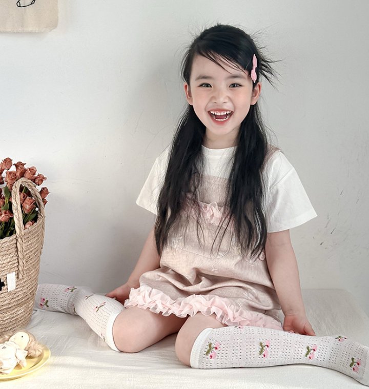 Miso - Korean Children Fashion - #childrensboutique - Ribbon Plaid Half Tights Set - 7