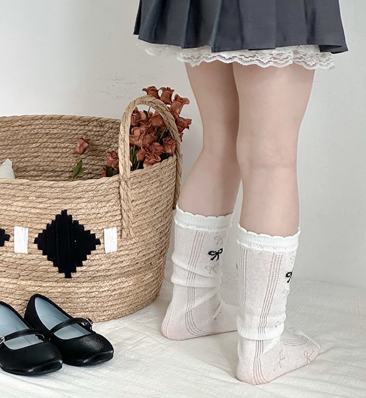 Miso - Korean Children Fashion - #childrensboutique - Ribbon Soft Half Tights Set - 6