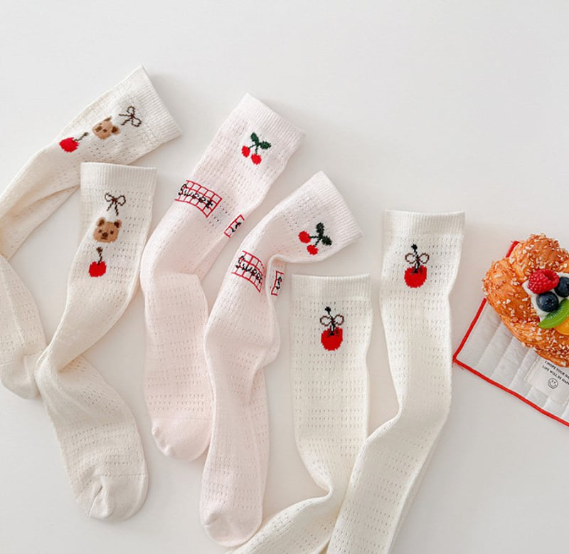 Miso - Korean Children Fashion - #childrensboutique - Cherry Bear Tights Set - 8