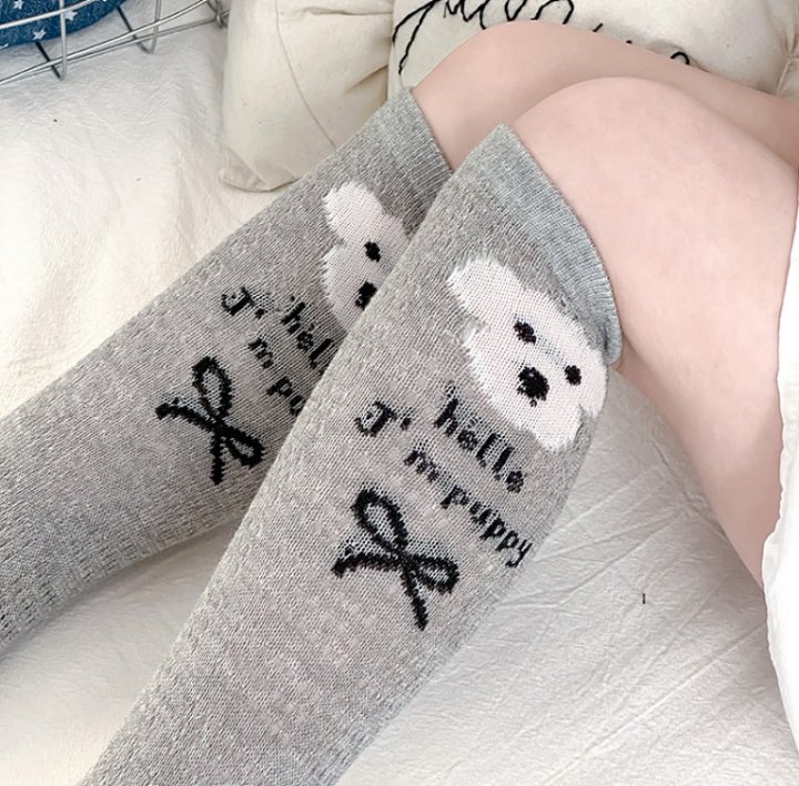 Miso - Korean Children Fashion - #designkidswear - White Puppy Heart Half Tights Set - 5