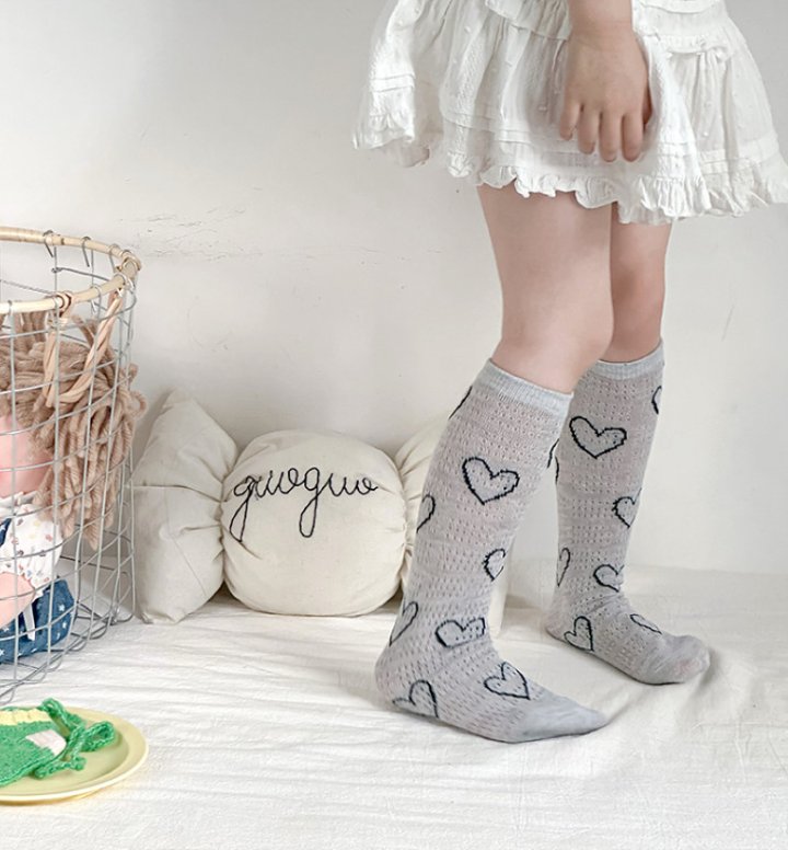 Miso - Korean Children Fashion - #designkidswear - Heart Wave Half Tights Set - 3