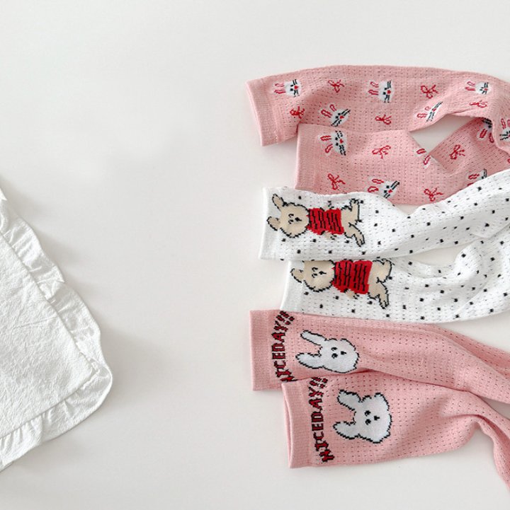 Miso - Korean Children Fashion - #designkidswear - Pink Rabbit Half Tights Set - 2