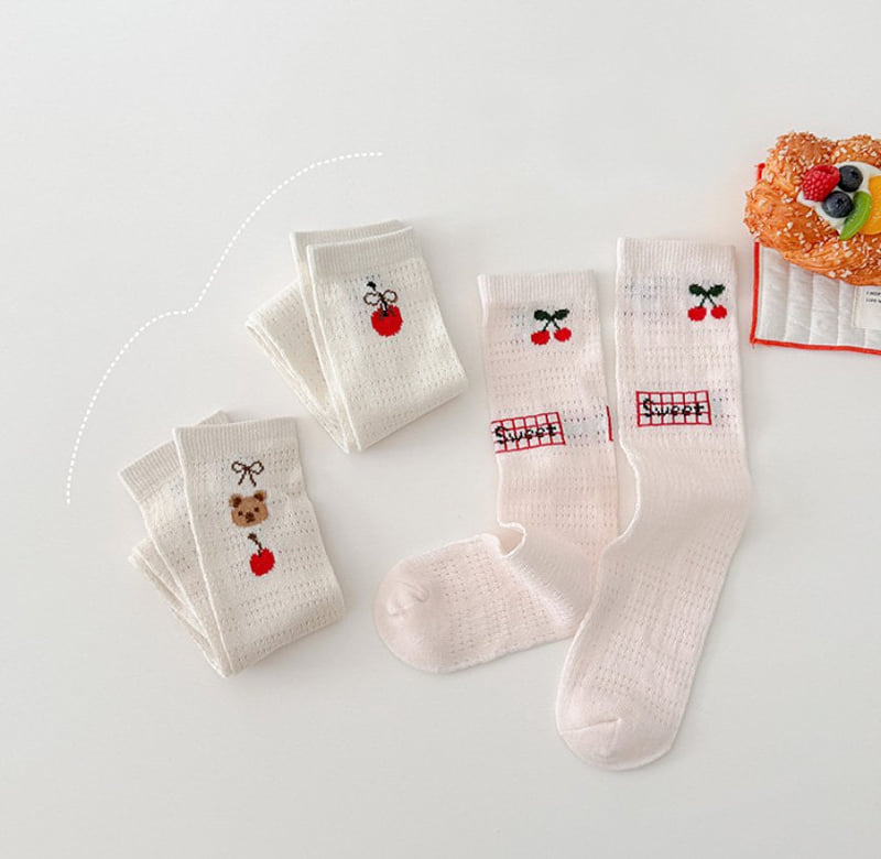 Miso - Korean Children Fashion - #designkidswear - Cherry Bear Tights Set - 9