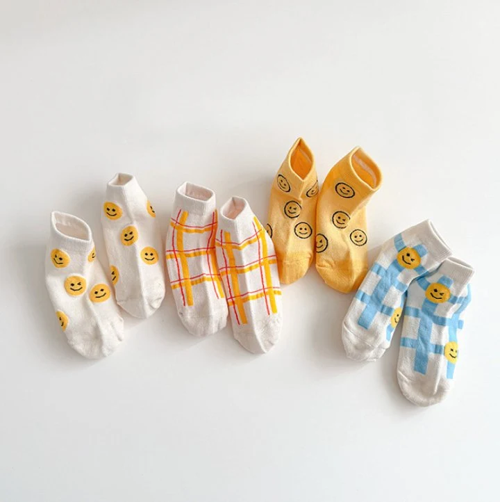 Miso - Korean Children Fashion - #discoveringself - Check Smile Socks Set - 12