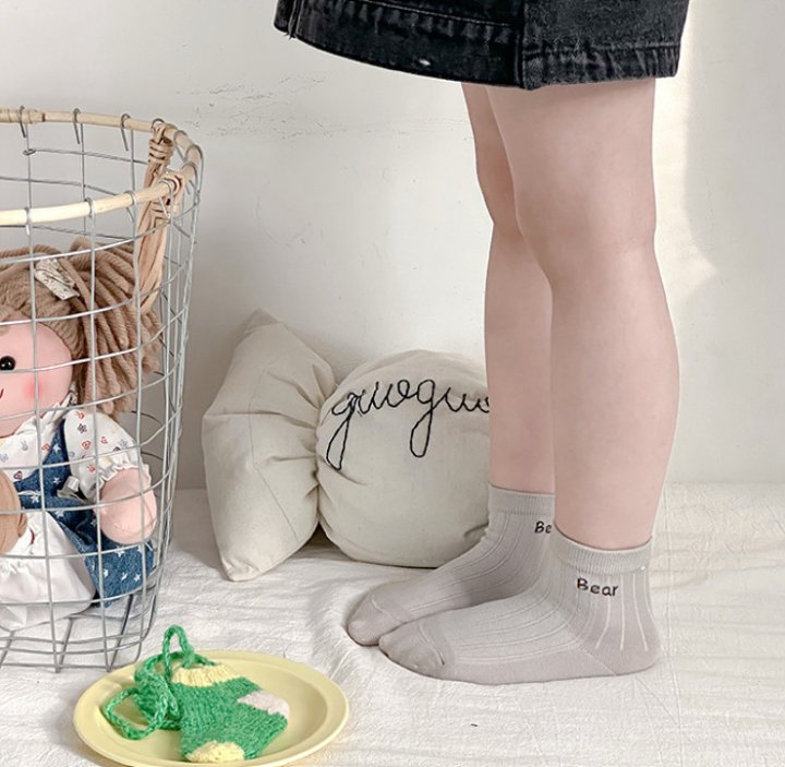 Miso - Korean Children Fashion - #discoveringself - Bear Check Socks Set - 10