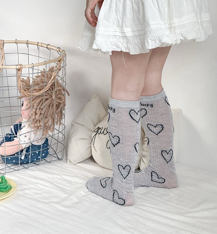 Miso - Korean Children Fashion - #designkidswear - Heart Wave Half Tights Set - 4