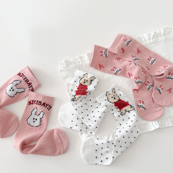 Miso - Korean Children Fashion - #discoveringself - Pink Rabbit Half Tights Set - 3