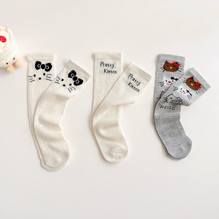 Miso - Korean Children Fashion - #discoveringself - Kitty Half Tights Set