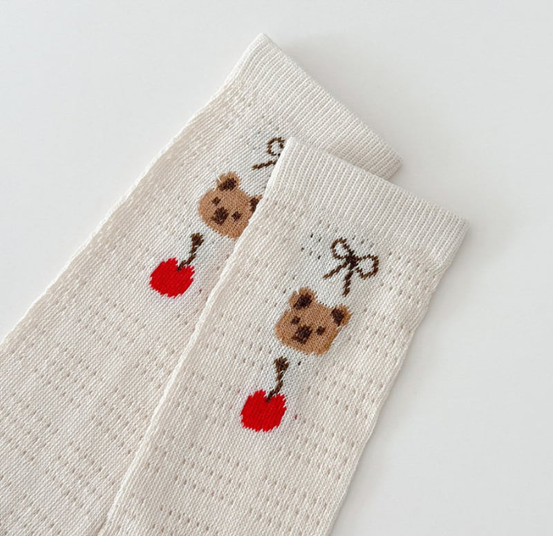 Miso - Korean Children Fashion - #discoveringself - Cherry Bear Tights Set - 10