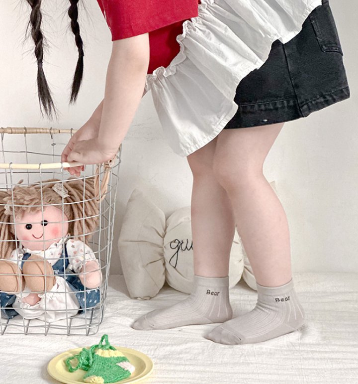 Miso - Korean Children Fashion - #fashionkids - Bear Check Socks Set - 11