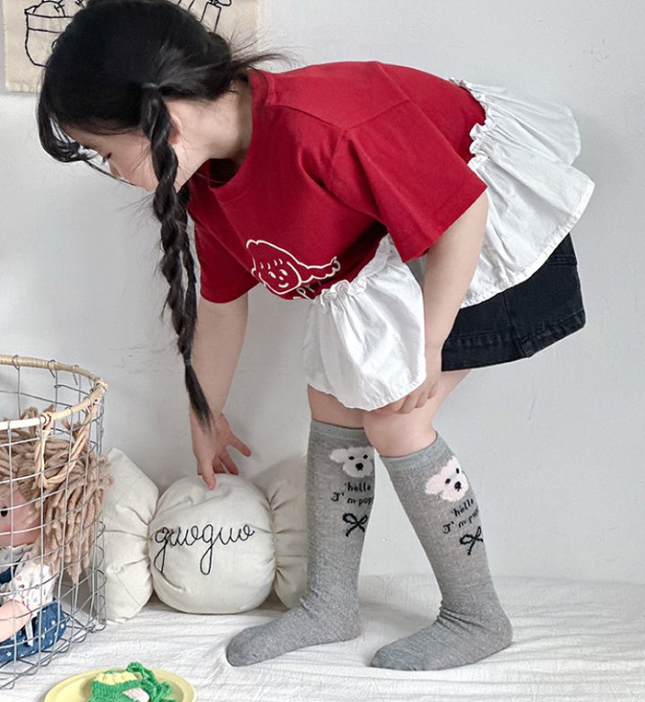 Miso - Korean Children Fashion - #fashionkids - White Puppy Heart Half Tights Set - 7