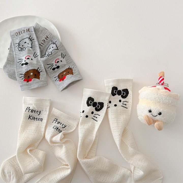 Miso - Korean Children Fashion - #fashionkids - Kitty Half Tights Set - 2