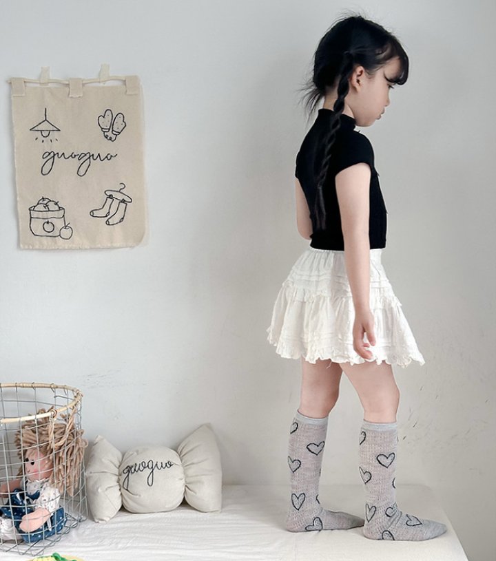 Miso - Korean Children Fashion - #kidsshorts - Heart Wave Half Tights Set - 6