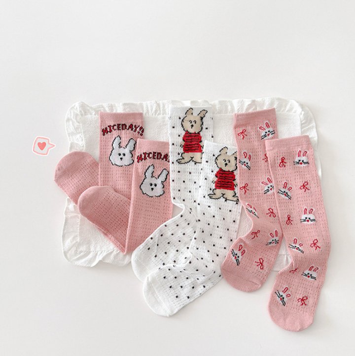 Miso - Korean Children Fashion - #kidsshorts - Pink Rabbit Half Tights Set - 5