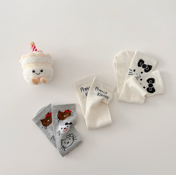 Miso - Korean Children Fashion - #kidsshorts - Kitty Half Tights Set - 3