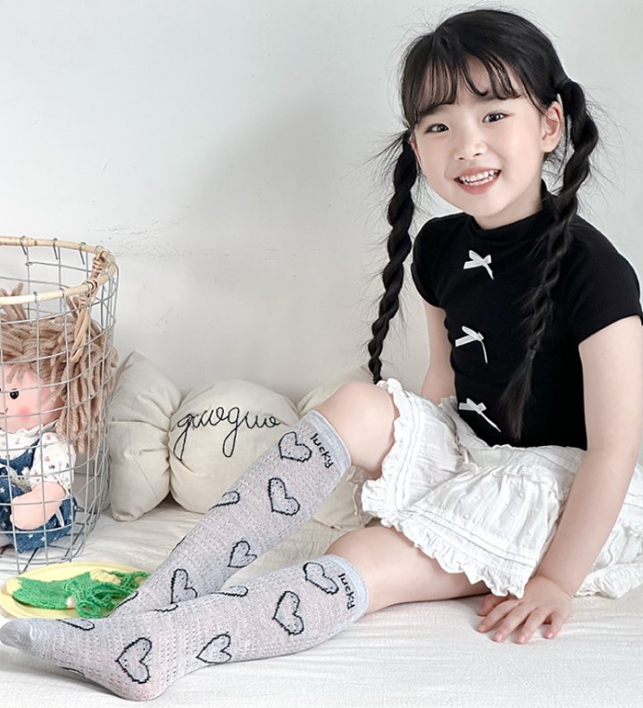 Miso - Korean Children Fashion - #kidsstore - Heart Wave Half Tights Set - 7