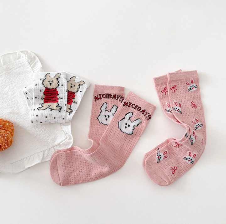 Miso - Korean Children Fashion - #kidsstore - Pink Rabbit Half Tights Set - 6