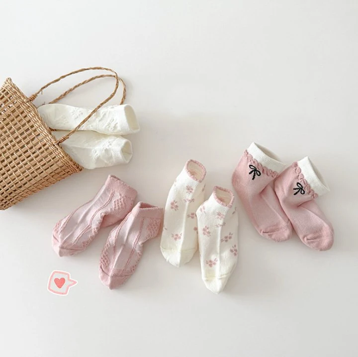 Miso - Korean Children Fashion - #kidzfashiontrend - Ribbon Pink Socks Set - 12
