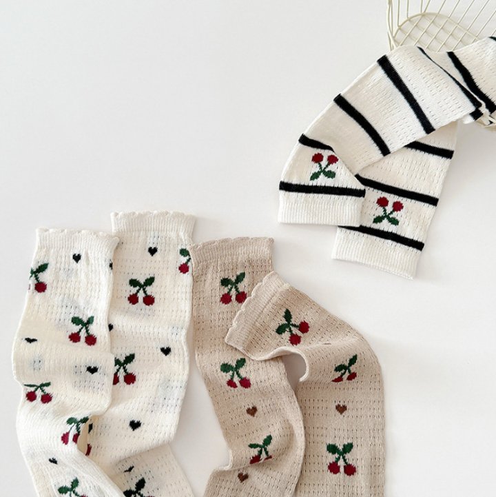 Miso - Korean Children Fashion - #kidsstore - Cherry Stripe Half Tights Set - 4